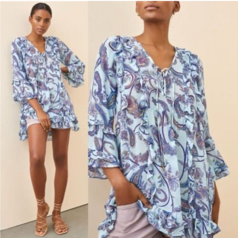 ANTHROPOLOGIE sheer paisley bohemian tunic NWT